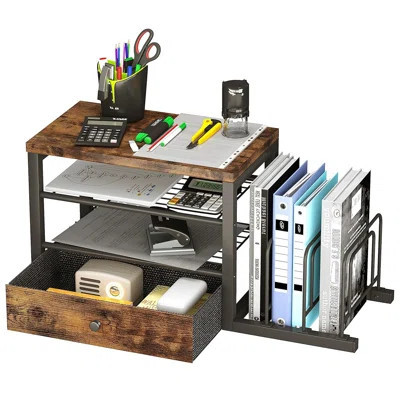 Wood Desk Organizer with Drawers, Desk File Organizer with 3 Vertical File Holders, File Shelf,Storage for Mail, Supplies,Classroom Organization | Wayfair North America