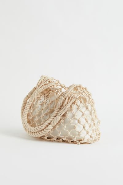 Net bag with a pouch in woven fabric. Bag with two handles in twisted rope. Pouch with a drawstri... | H&M (UK, MY, IN, SG, PH, TW, HK)