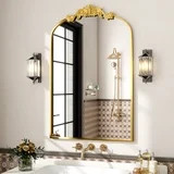 BEAUTYPEAK 38"x 24" Arched Bathroom Mirror Baroque Style Wall Decor,Gold | Walmart (US)