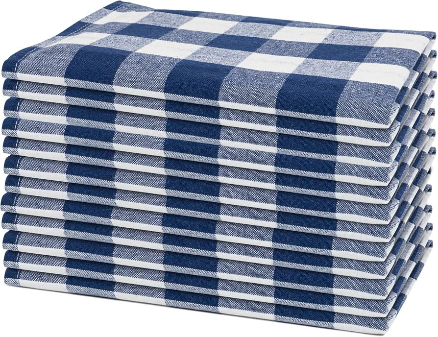 Navy Blue Cloth Napkins - Reusable Navy Blue and White Cotton Napkins - 100% Cotton, 12 Pack - 20... | Amazon (US)