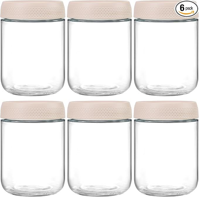 NETANY 6-pack 16oz Glass jars with Airtight Lids, Overnight Oats Containers with Lids, Wide mouth... | Amazon (US)