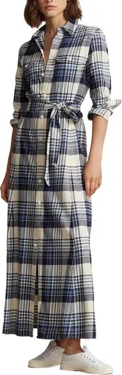 Polo Ralph Lauren Long Sleeve Plaid Cotton Twill Shirtdress | Nordstrom | Nordstrom