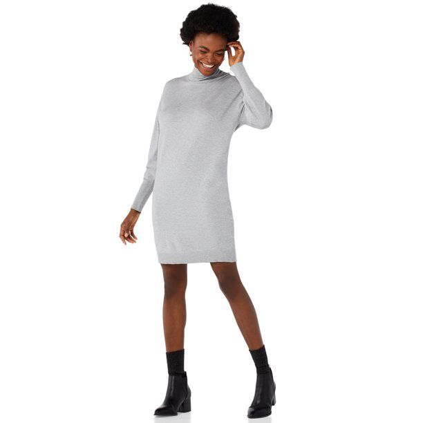 Free Assembly Women's Lightweight Turtleneck Sweater Dress | Walmart (US)