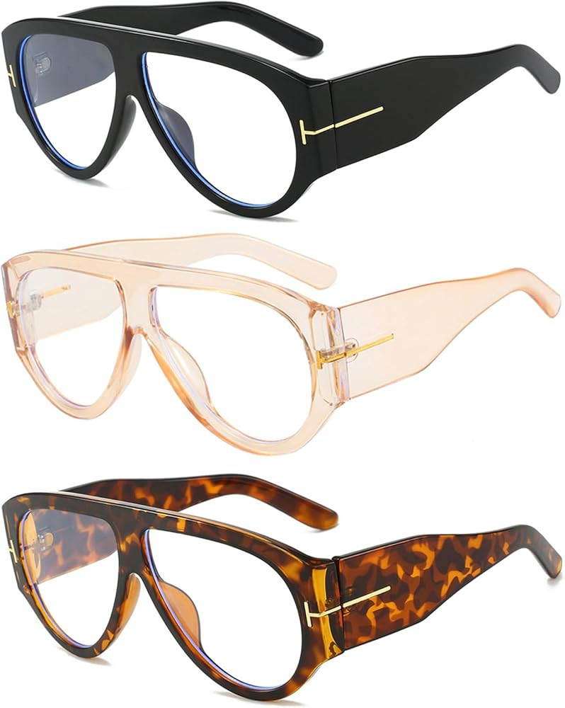 Trendy Oversized Aviator Sunglasses for Women Men Square Thick Frame Large Sun Glasses UV400 Prot... | Amazon (US)