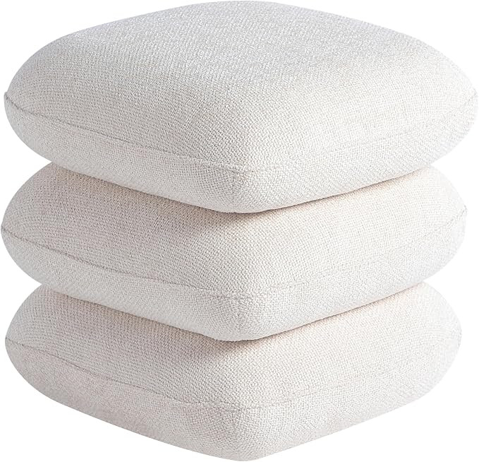 360° Swivel Linen Ottoman, Modern Upholstered Foot Stool, Multifunctional Vanity Chair Accent St... | Amazon (US)