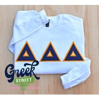 Delta Delta, Tri Sorority Sweatshirt, Gift, Letter Sewn Letters | Etsy (US)
