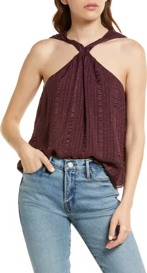 Draped Textured Silk Halter Top | Nordstrom