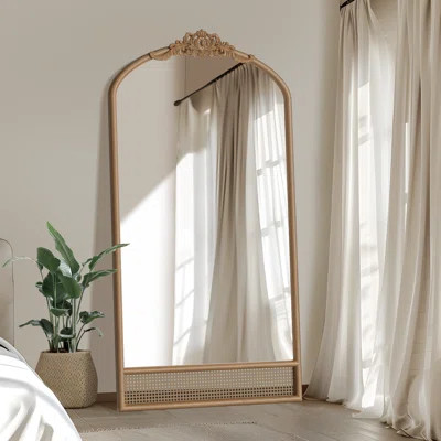 Arch Rattan Wood Mirror with Carved Design | Wayfair North America