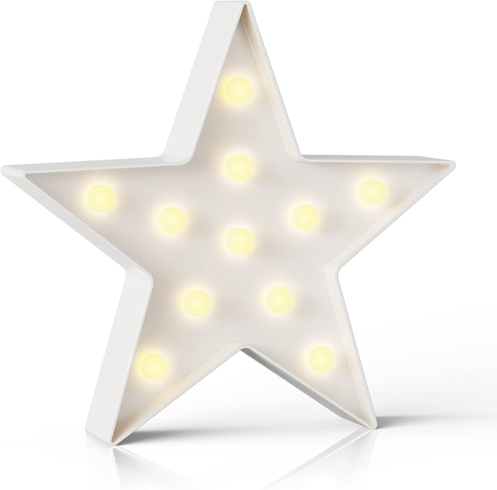 Ganrami White Star Birthday Party Decorations, Battery Powered Star Night Light for Kids, Kids Ro... | Amazon (US)