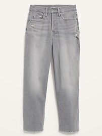 Extra High-Waisted Button-Fly Curvy Sky-Hi Straight Cut-Off Jeans for Women | Old Navy (US)