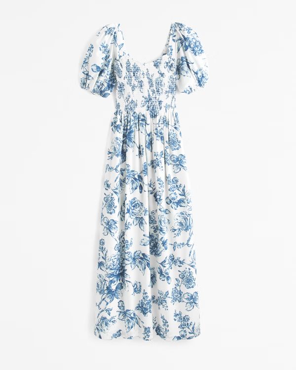 Puff Sleeve Smocked Maxi Dress | Abercrombie & Fitch (US)