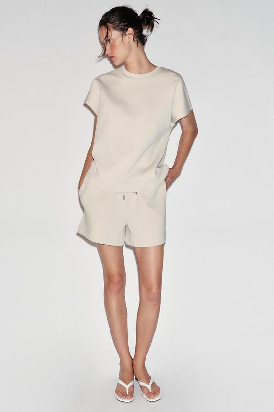 Zara - Interlock Kimono Sleeve T-Shirt - Olive Green - Xl - Woman | Zara UK
