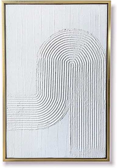 TheNamiCollection Framed plaster wall art - white textured 3D painting with gold frame | Aestheti... | Amazon (US)