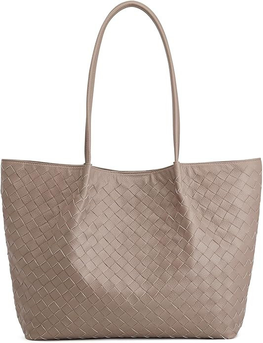 Kattee Woven Tote Handbag for Women, Leather Large Tote Purse for Women Hobo Shoulder Bag Weekend... | Amazon (US)