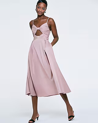 Sleeveless Bow Cut Out Midi Dress | Express
