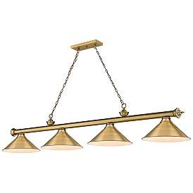 Cordon by Z-Lite Rubbed Brass 4 Light Billiard Light | Lamps Plus