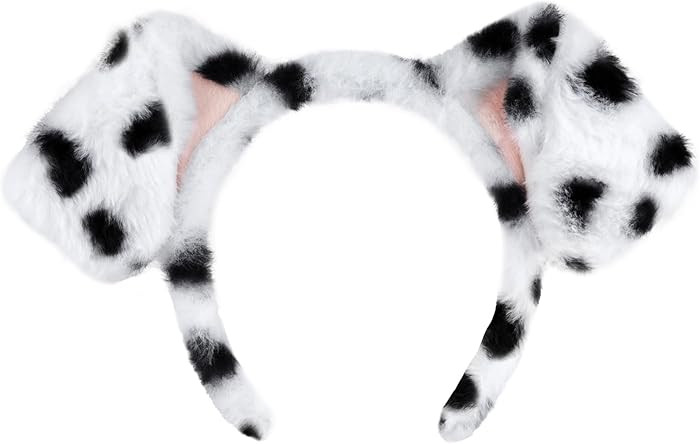 SIOTMERA Dalmatian Dog Ears Headband, Fluffy Faux Fur Animal Costume Hairband Realistic for Hallo... | Amazon (US)