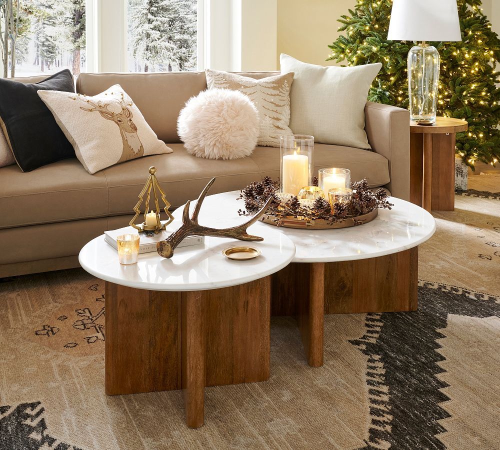 Cayman Round Marble Nesting Coffee Tables | Pottery Barn (US)