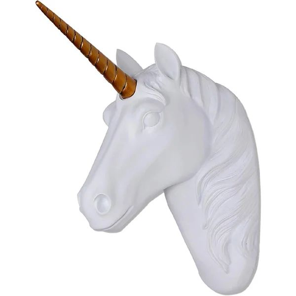 Patao Unicorn Head Sculpture With Gold Horn (Set of 2) | Wayfair Professional