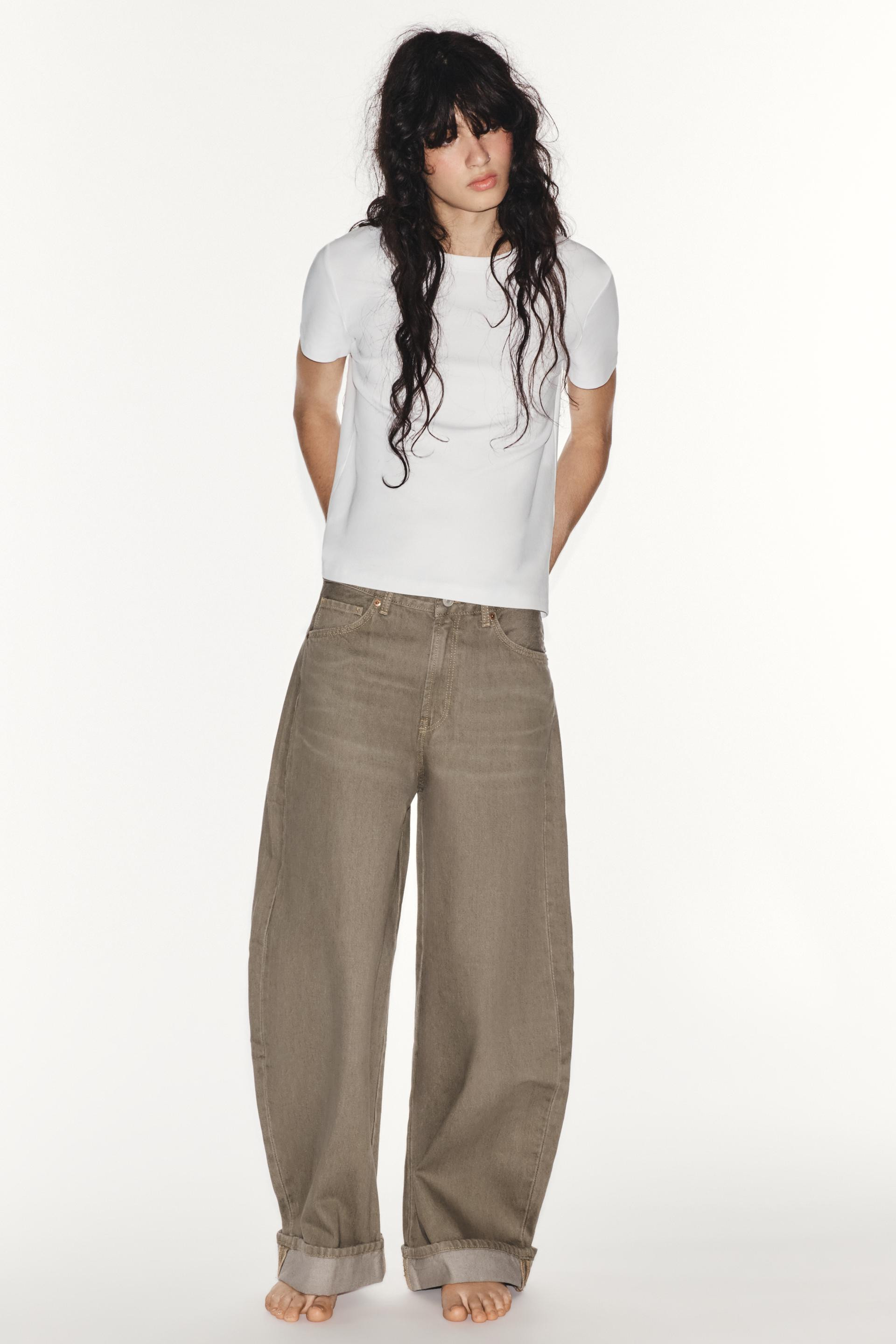 Zara - Trf Mid-Rise Baggy Folded Jeans - Blue - 29 (Us 8) - Woman | Zara US