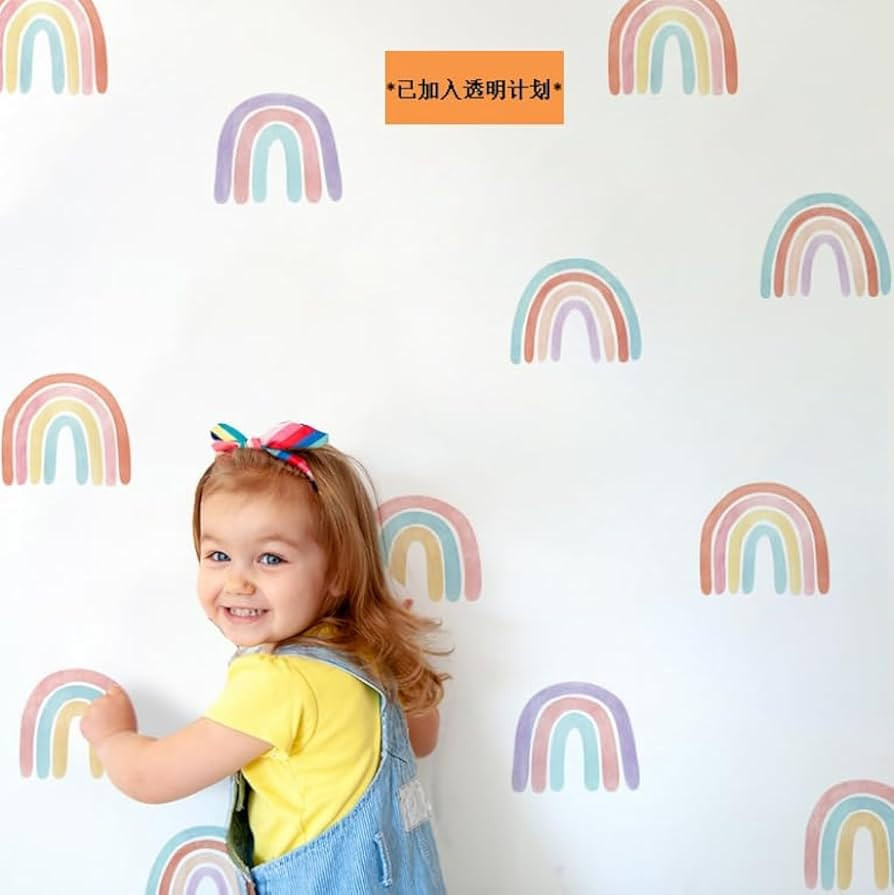 Rainbow Wall Decals for Girl Bedroom Kids Room Decor, Peel and Stick Wallpaper Rainbow Wall Stick... | Amazon (US)