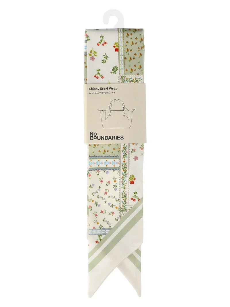 No Boundaries Women's Skinny Scarf Wrap, Green Patchwork | Walmart (US)