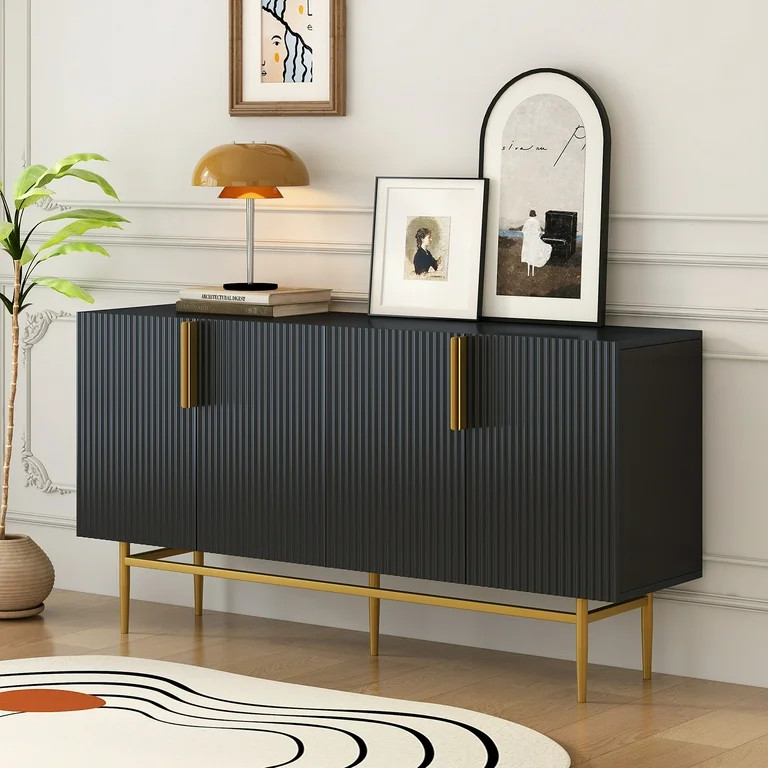 Churanty 4 Door Sideboard with Gold Metal Handle, Storage Cabinet with Shelves for Dining Room, L... | Walmart (US)