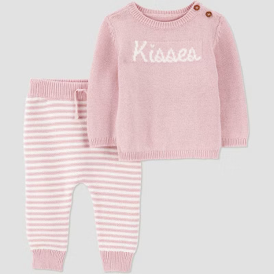 Carter's Just One You® Baby Girls' 2pc Valentine's Day Kisses Sweater and Jogger Pants Set - Pink 18M | Target