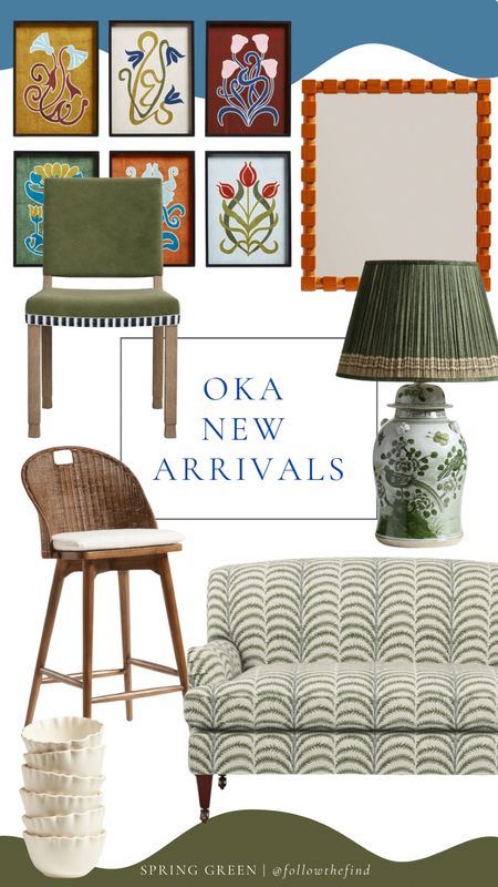 New arrivals for your home that you don’t want to miss! If green if your favorite color, the latest from OKA is your dream come true. The seating and green lamp are must purchase finds! 

#LTKhome #LTKsalealert