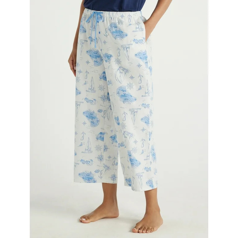 Joyspun Women's Cropped Woven Pajama Pants, Sizes XS to 3X | Walmart (US)