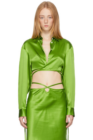 Green Cropped Tie Shirt | SSENSE