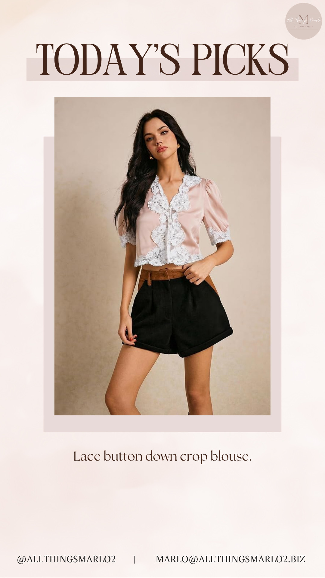 Lace button down crop blouse. 

 #LTKSeasonal #LTKWorkwear #LTKTravel