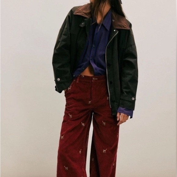 We The Free Clifton Cord Red Deer Darlin' Wide Leg Jeans Size 30 NWOT | Poshmark