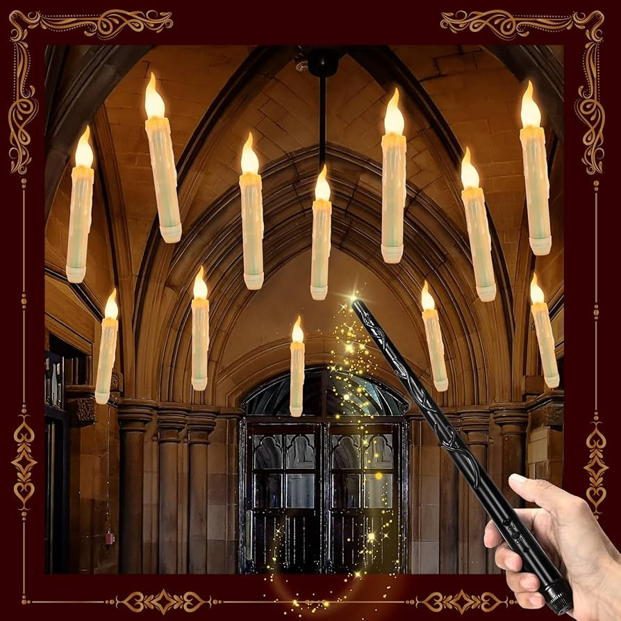 12 Pcs Floating Candles with Wand Remote Control, Halloween Decorations Magic Hanging Candles, LE... | Amazon (US)