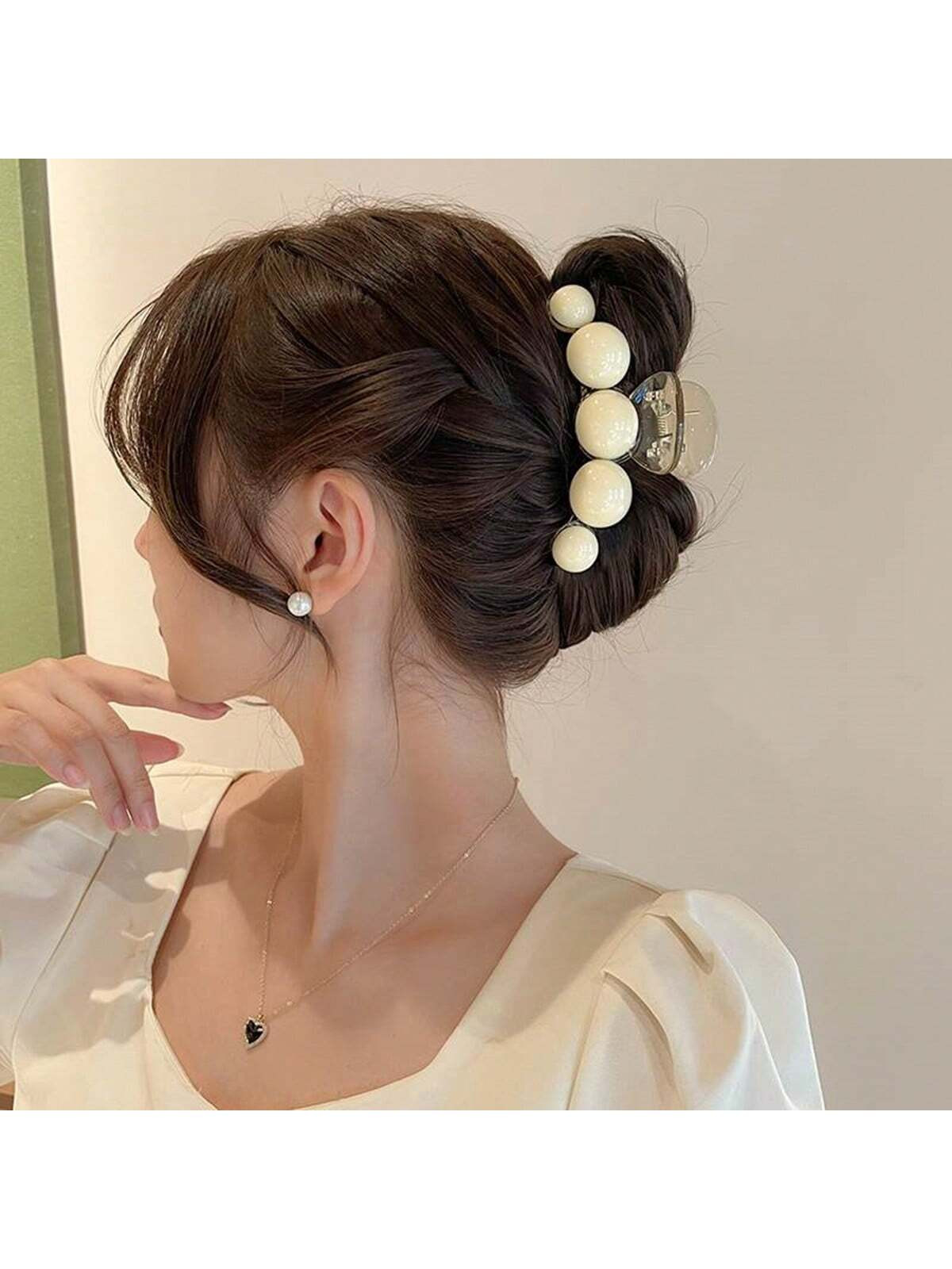 1pc Women's Elegant & Fashionable Oversized Acrylic Hair Claw With Apricot-Colored Double-Sided F... | SHEIN