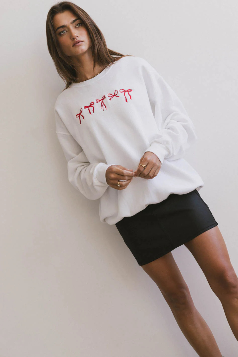Pretty Bows Crewneck in Cream | Böhme US