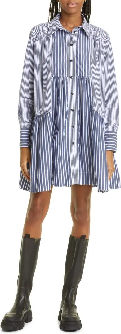 Stripe Long Sleeve Organic Cotton Trapeze Shirtdress | Nordstrom