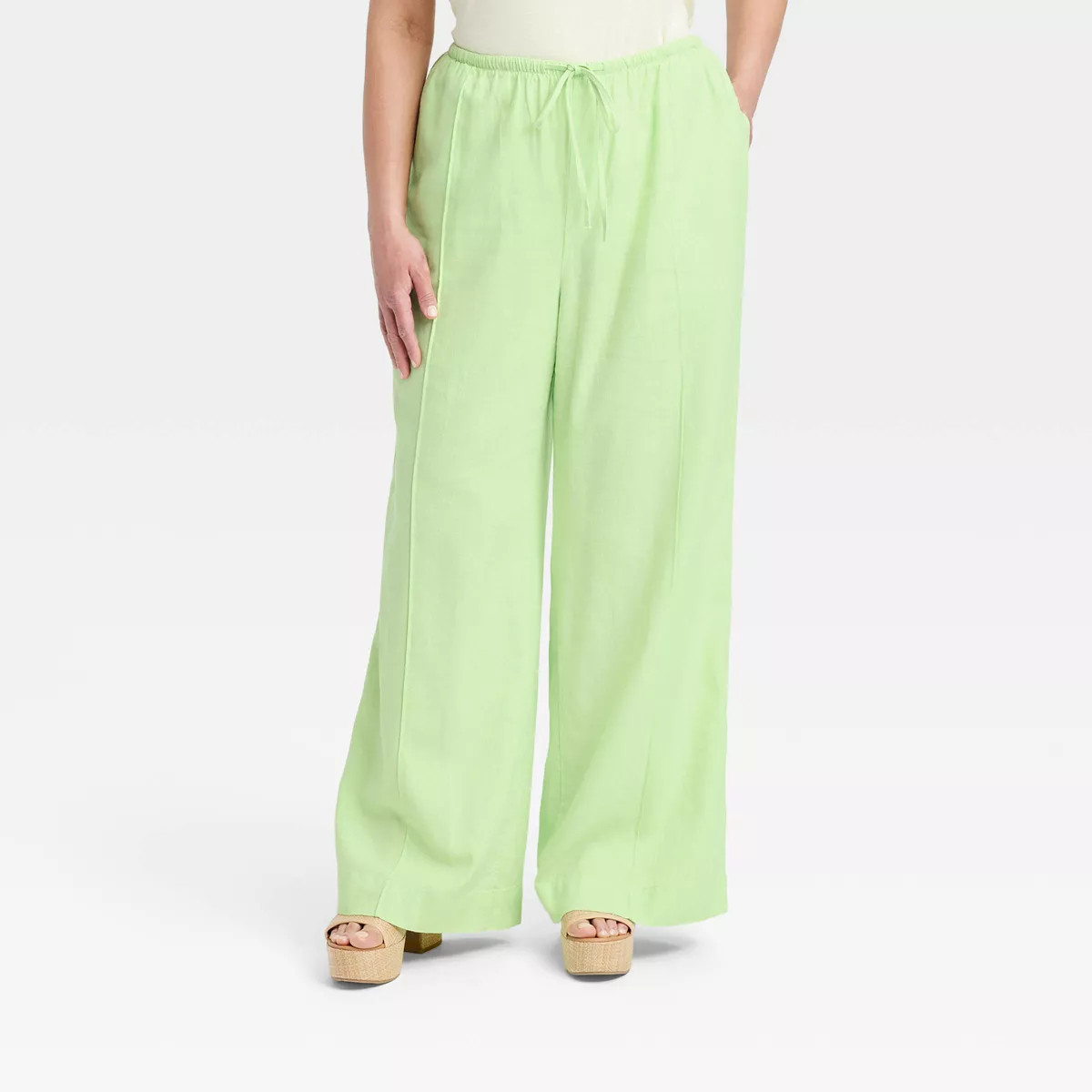Women's High-Rise Wide Leg Linen Pull-On Pants - A New Day™ | Target