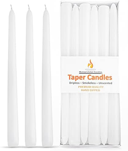 Michael Zohar Candles - 12 Pack Unscented, Hand Dipped Taper Candle - Dripless Clean Burn - 8 Hour B | Amazon (CA)