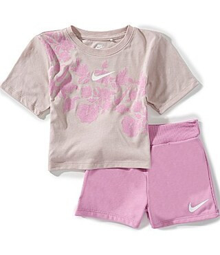 Nike Little Girls Short-Sleeve Lace It Up T-Shirt Solid Shorts Set - 5 | Dillard's