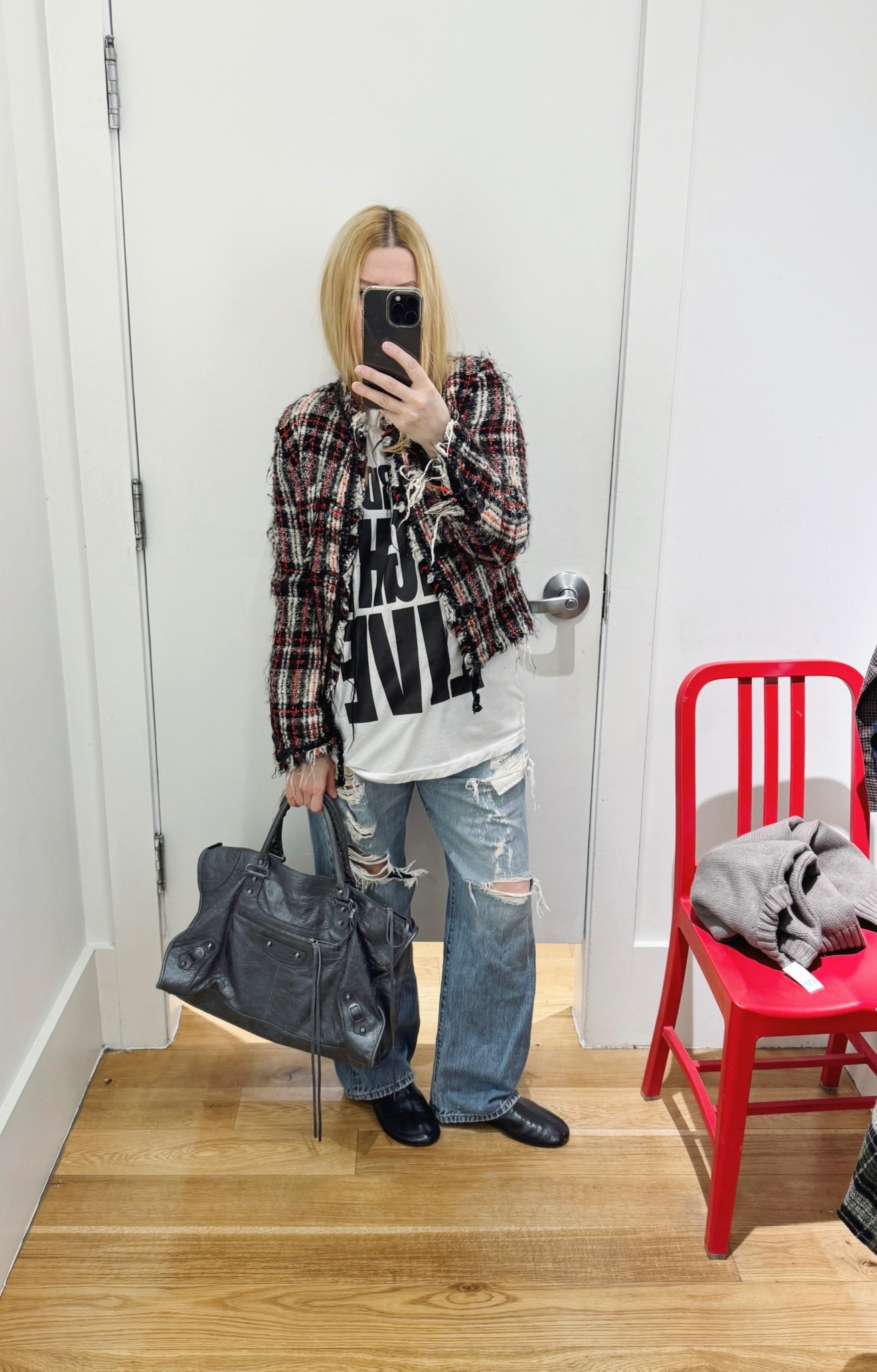 Todays ootd comes courtesy of the Gap change room. My new-vintage 2004 Junya Watanabe - Comme Des Garçons distressed tweed jacket. I love it. 
Everything is secondhand/vintage except the boots  


#LTKootd #LTKOver40