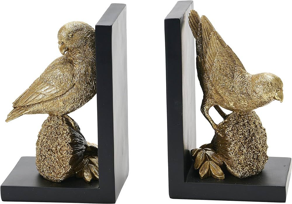 Creative Co-Op Resin Parrot Gold Finish Modern Shelf Decor Accents-Set of 2, Colored Bookends, 2 | Amazon (US)