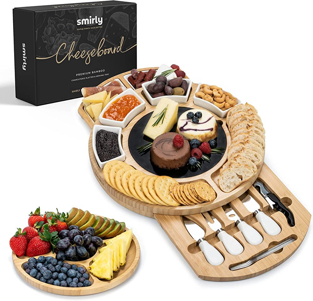 SMIRLY Charcuterie Boards Gift Set: Large Charcuterie Board Set, Bamboo Cheese Board Set - Unique... | Amazon (US)