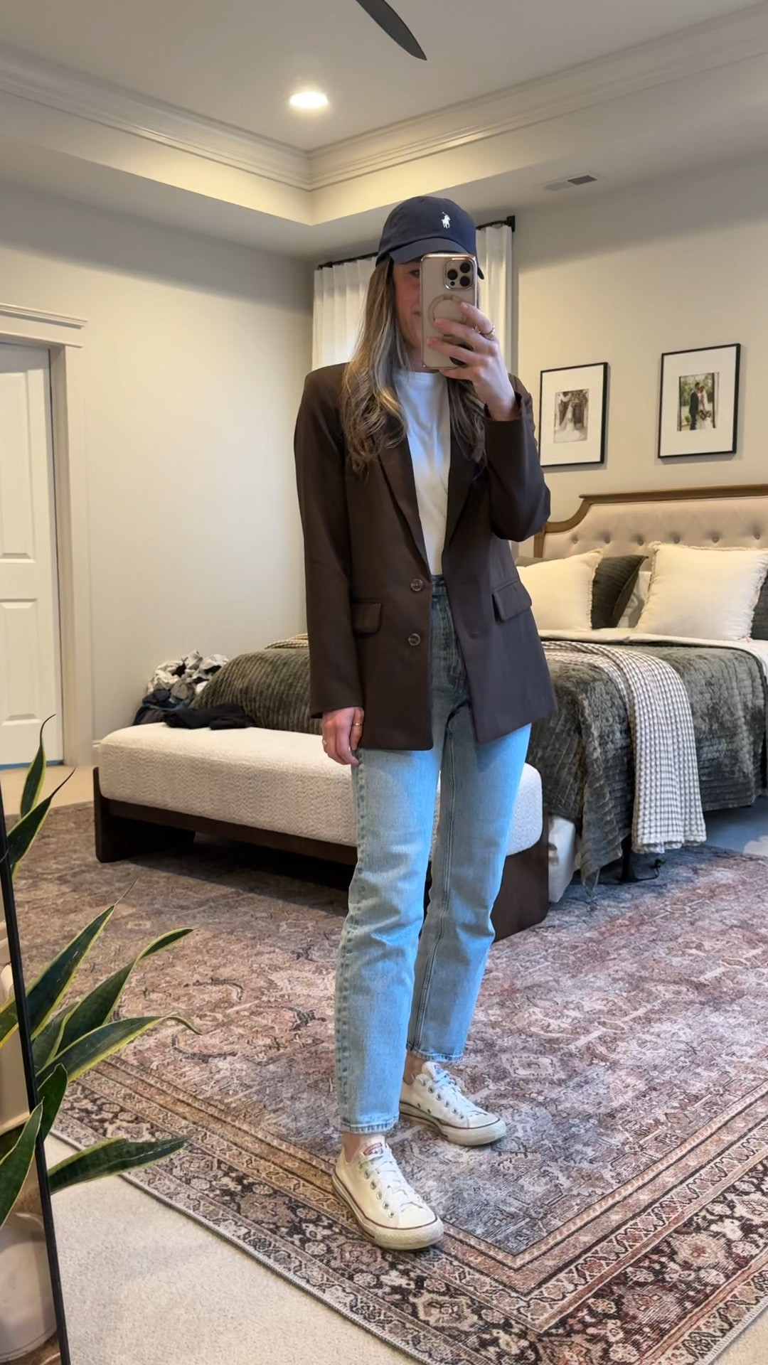 Casual blazer outfit with sneakers 🤍

If you want to look put together but still feel comfortable, this is such an easy formula:

• Structured blazer
• Simple neutral tee
• Straight leg light wash jeans
• Classic white sneakers
• Baseball cap for that effortless touch

This is my go-to for school drop off, coffee meetings, travel days, or casual office days. The blazer elevates the denim, and the sneakers keep it relaxed and realistic.

Perfect for:
• Business casual with sneakers
• Casual blazer outfit women
• Smart casual mom outfits
• Spring layering outfits
• Light wash jeans outfit ideas
• Everyday elevated style

Polished without feeling overdressed. Comfortable without looking sloppy.

#LTKgrwm #LTKootd #LTKmomlife

#LTKootd #LTKmomlife #LTKgrwm