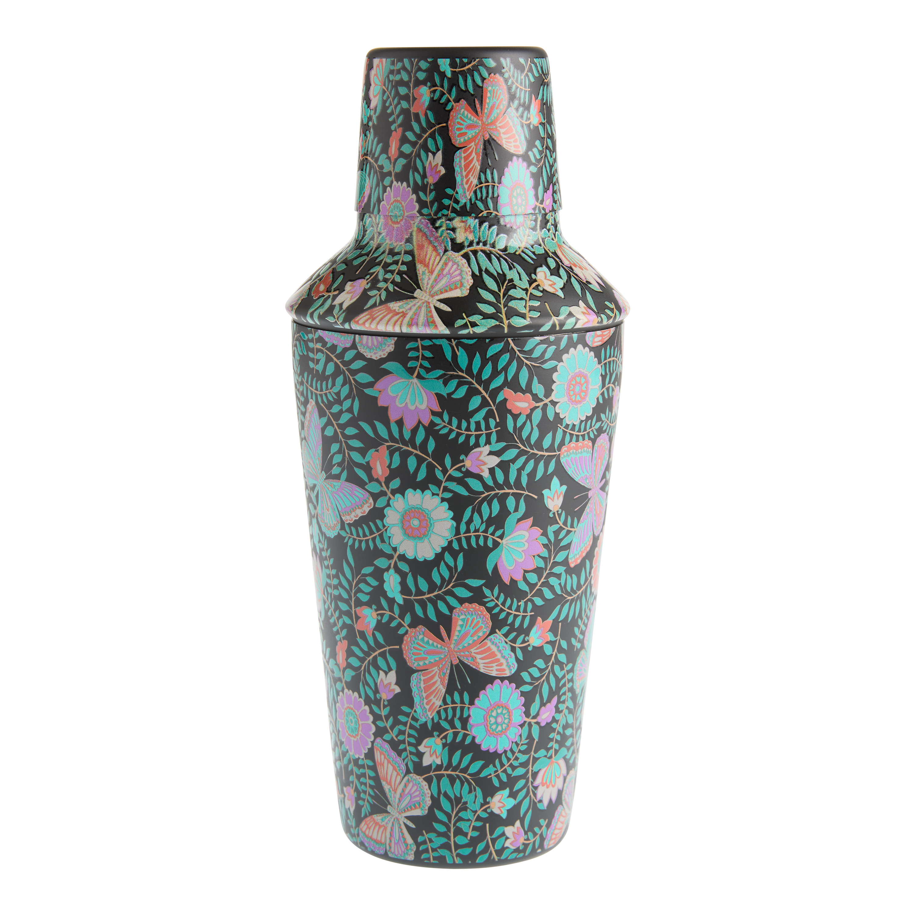 Multicolor Butterfly Garden Stainless Steel Cocktail Shaker | World Market