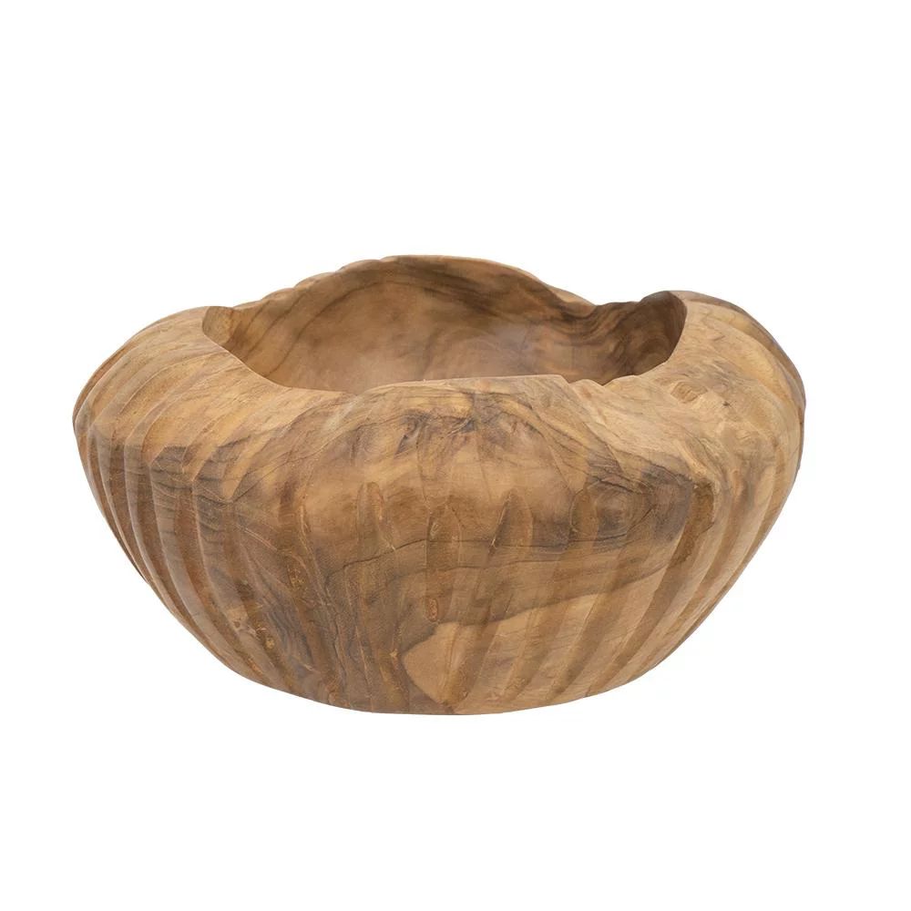 A&B Home Round Teak Wood Fluted Decorative Bowl 7.9" x 7.9" x 3.9" | Walmart (US)