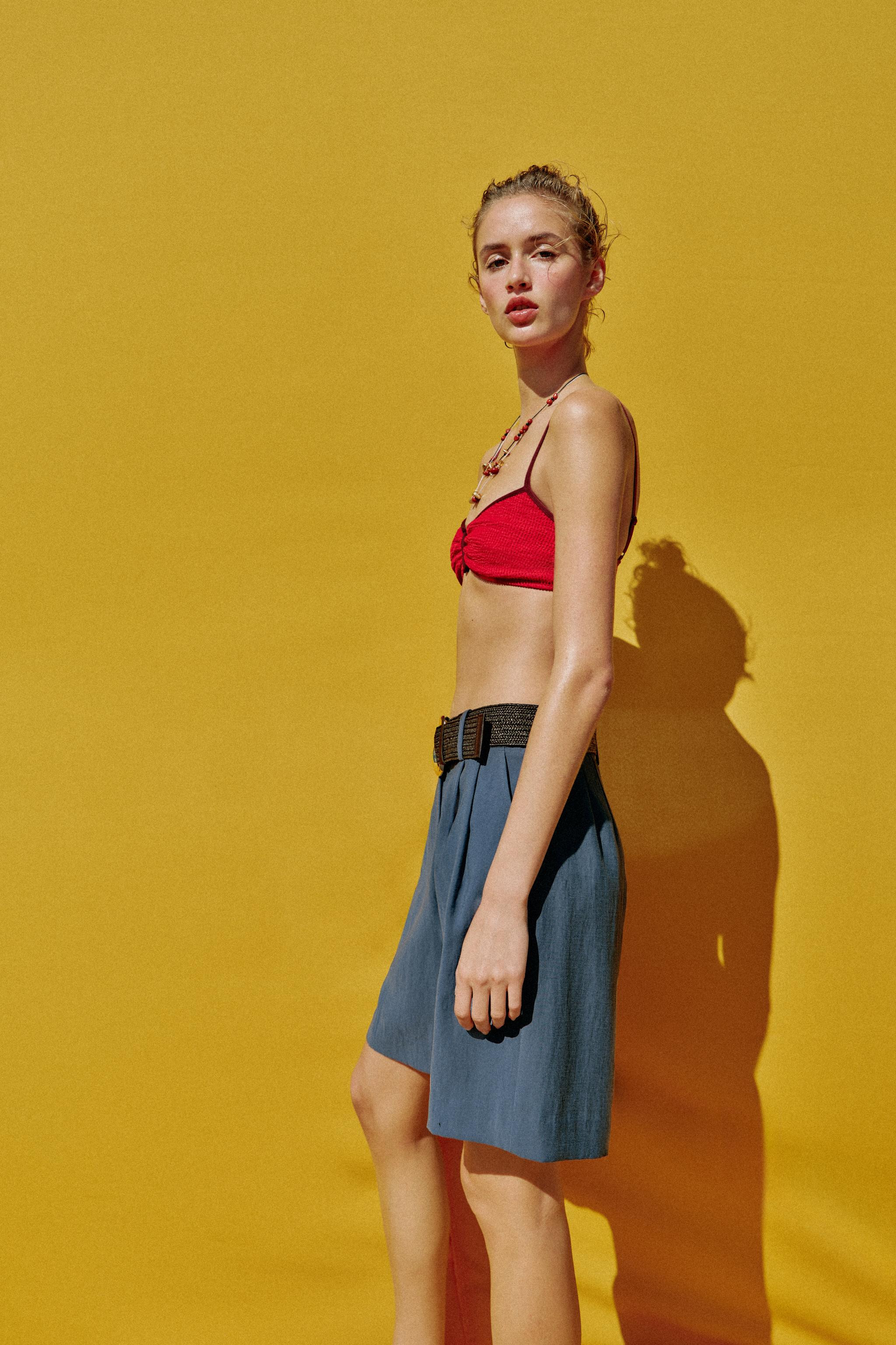 PLEATED BELTED SHORTS | Zara US