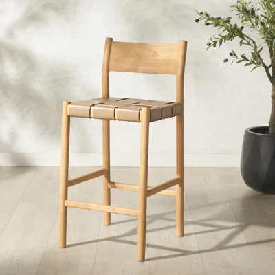 Hentges Woven Leather Counter Stool | Wayfair North America
