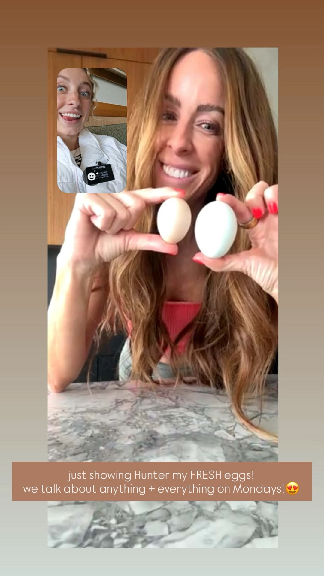 just showing Hunter my FRESH eggs!
we talk about anything + everything on Mondays!😍