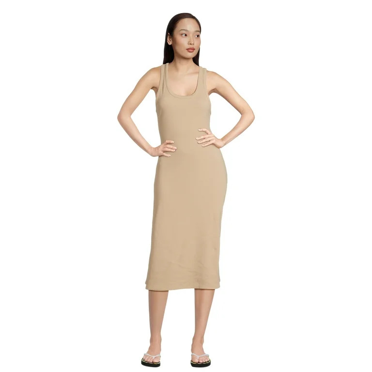 Time and Tru Women's Ribbed Knit Midi Tank Dress, Sizes XS-XXXL | Walmart (US)